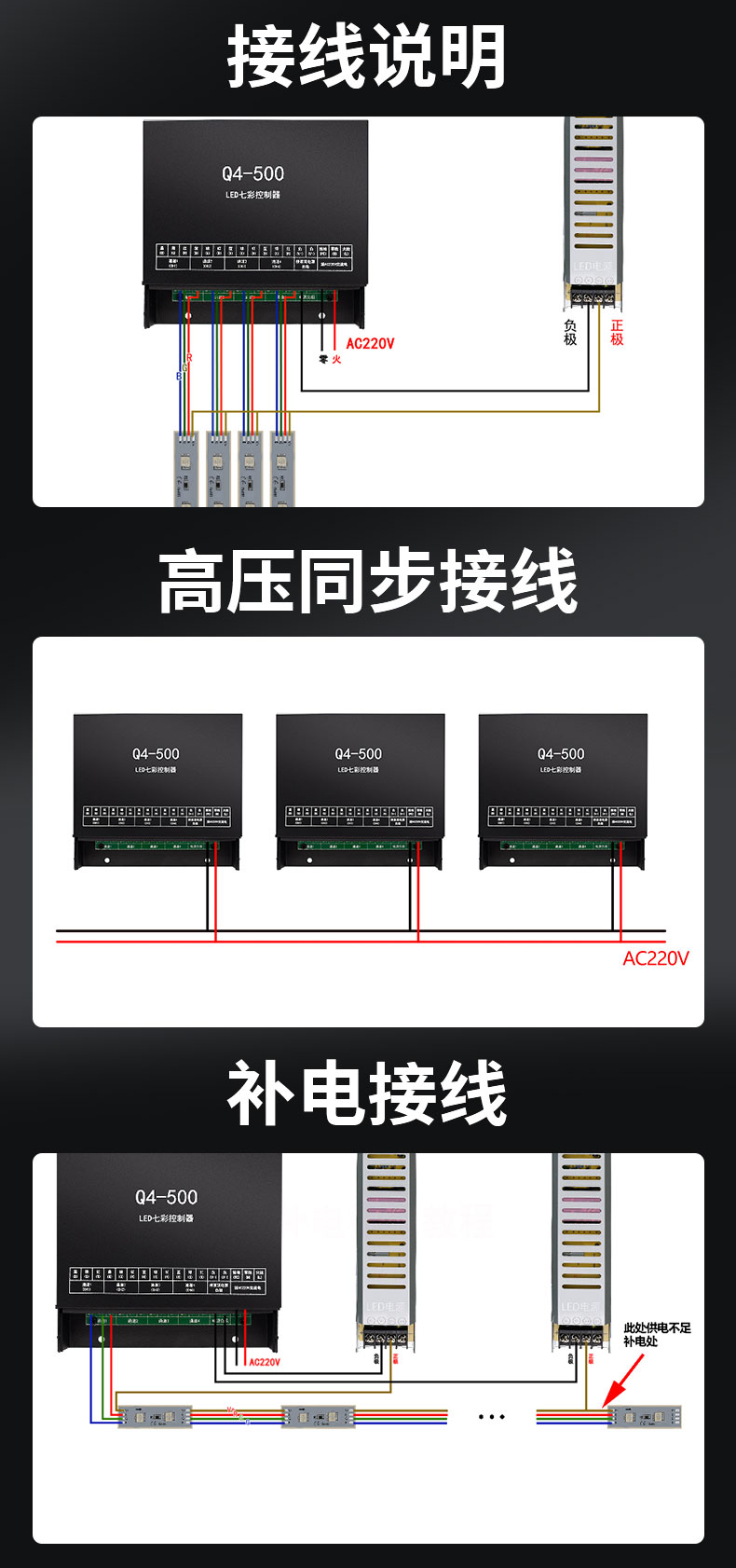 七彩LED灯控制器接线